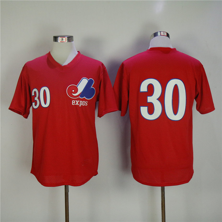Men Montreal Expos #30 Raines Red Throwback 1982 MLB Jerseys-0